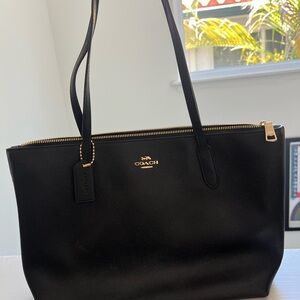 Coach Black Leather Tote Bag